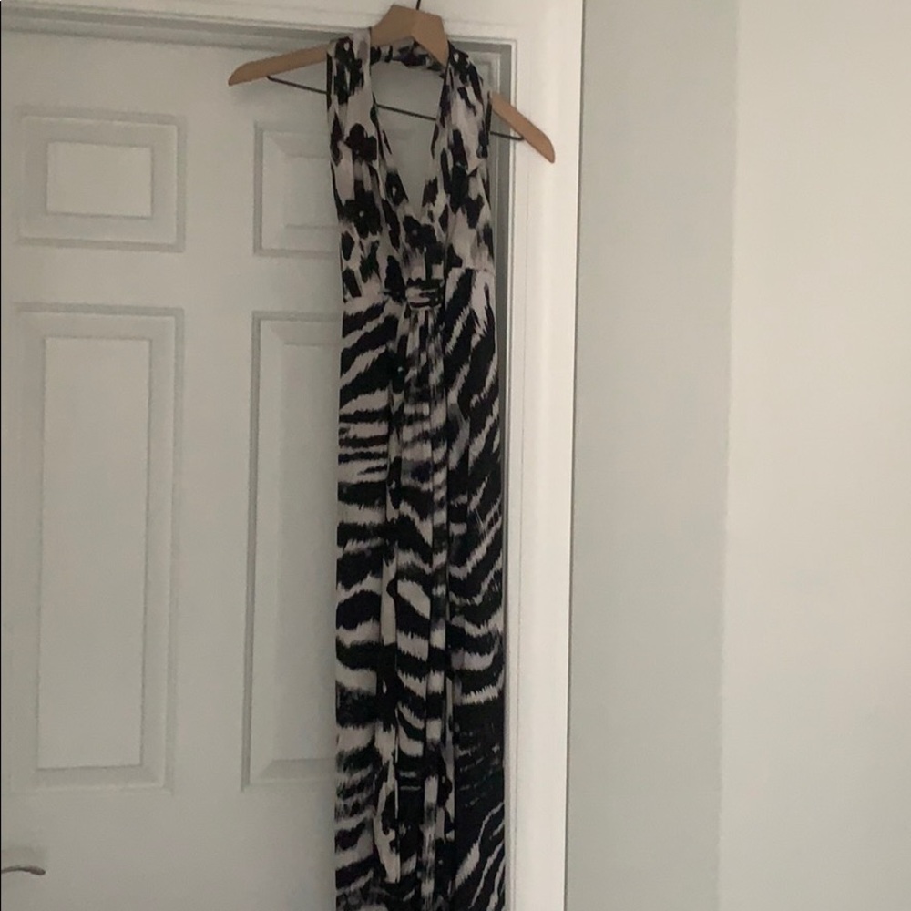 Halter Maxi Dress Zebra print by Tbags Los Angeles